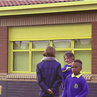 seceuroshield 3800 with yellow shutters in a school